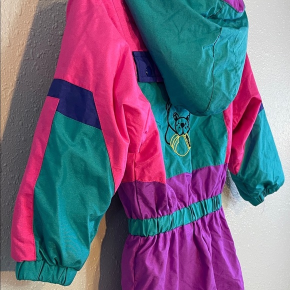 Vintage Mini Club Kids Ski Snowsuit – Retro 80s/90s Colorblock Hooded One-Piece - Picture 10 of 12